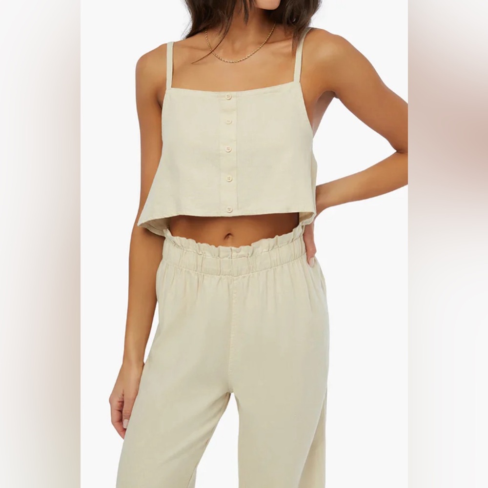 NWT WE WORE WHAT Linen Trapeze Tank in Tan